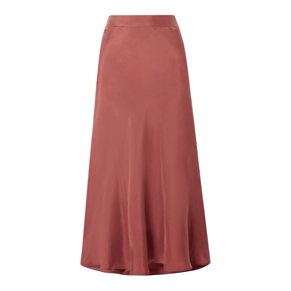 Hatch Women’s The Lucie Cupro Midi Flutter Skirt in Brick Size Medium
